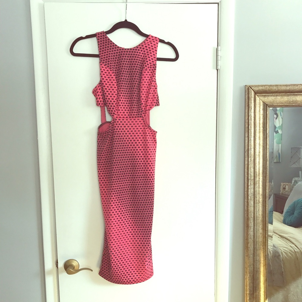 Asos Unique Pink Midi Dress with Side Cut-outs